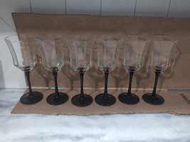 Luminarc France Arcoroc Octime Black Stem Water Goblets, 8&quot;, Set of 6 Vi... - £38.93 GBP
