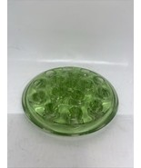 Rare Vintage Green Vaseline/Uranium Flower Frog 16 Hole Glass 5” MCM Rar... - $58.04