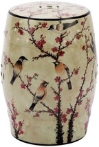 Garden Stool FAMILLE ROSE Magpie Cherry Beige Colors May Vary Variable Ceramic - £344.03 GBP