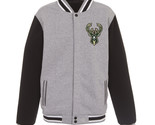 NBA Milwaukee Bucks Reversible Full Snap Fleece Jacket JH Design 2 Front... - $119.99
