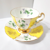 Adderley Violets Yellow Gold White Adderly Footed Cup + Saucer HTF England EUC - £51.27 GBP