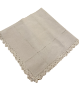 Vintage Mid-Century  Hand Crocheted Table Square White 26&quot; x 26&quot; - $542.43 MXN