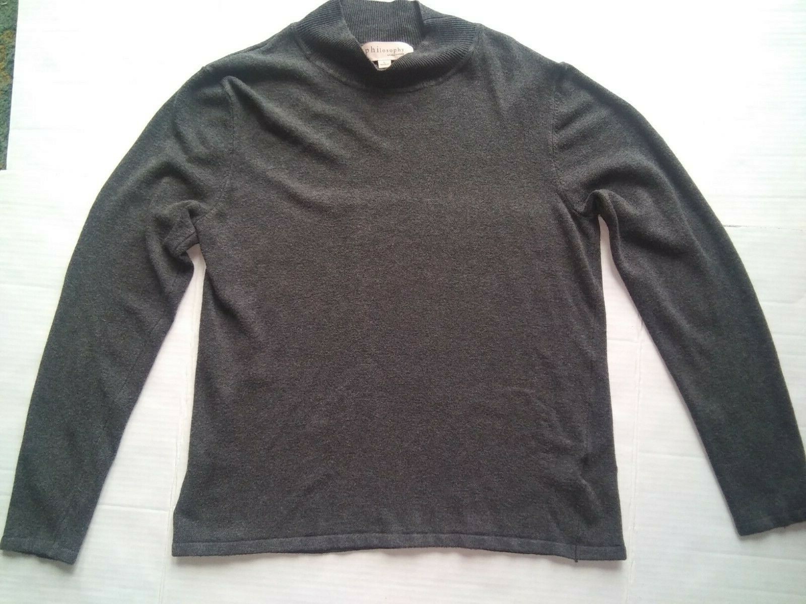 Philosophy Women Gray Long Sleeve Stretch High Neck Pullover Blouse EUC  - $9.90