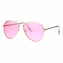 Gold Aviator Sunglasses Classic Thin Light Metal Frame Color Lens UV 400 - $10.99