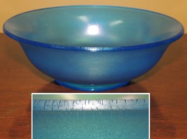 Fenton 6.5&quot;x 2&quot; Celeste Blue Iridescent Stretch Glass Bowl onion skin - $24.74