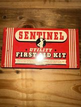Vtg Sentinel Utility First Aid Kit Advertising 1950's Empty Tin Can Box - $19.79