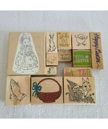 Lot of 13 Rubber Stamps Easter Theme Bunny Rabbit Chicken Basket Prayer ... - $285.37 MXN