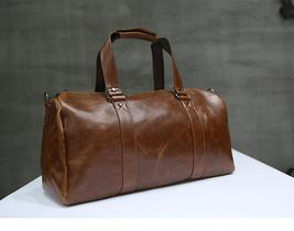 Crazy Horse PU Leather Men&#39;s Travel Bags Coffee Bucket  large Men Business bags - £61.69 GBP