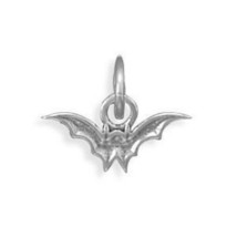 14K White Gold Plated Flying Bat Charm Neck Piece Pendant Mens Graduated Jewelry - £15.72 GBP