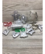 Vtg Aluminium Cookie Cutter Lot Of 14 Plus Press Santa Police Man Tree B... - €11,77 EUR