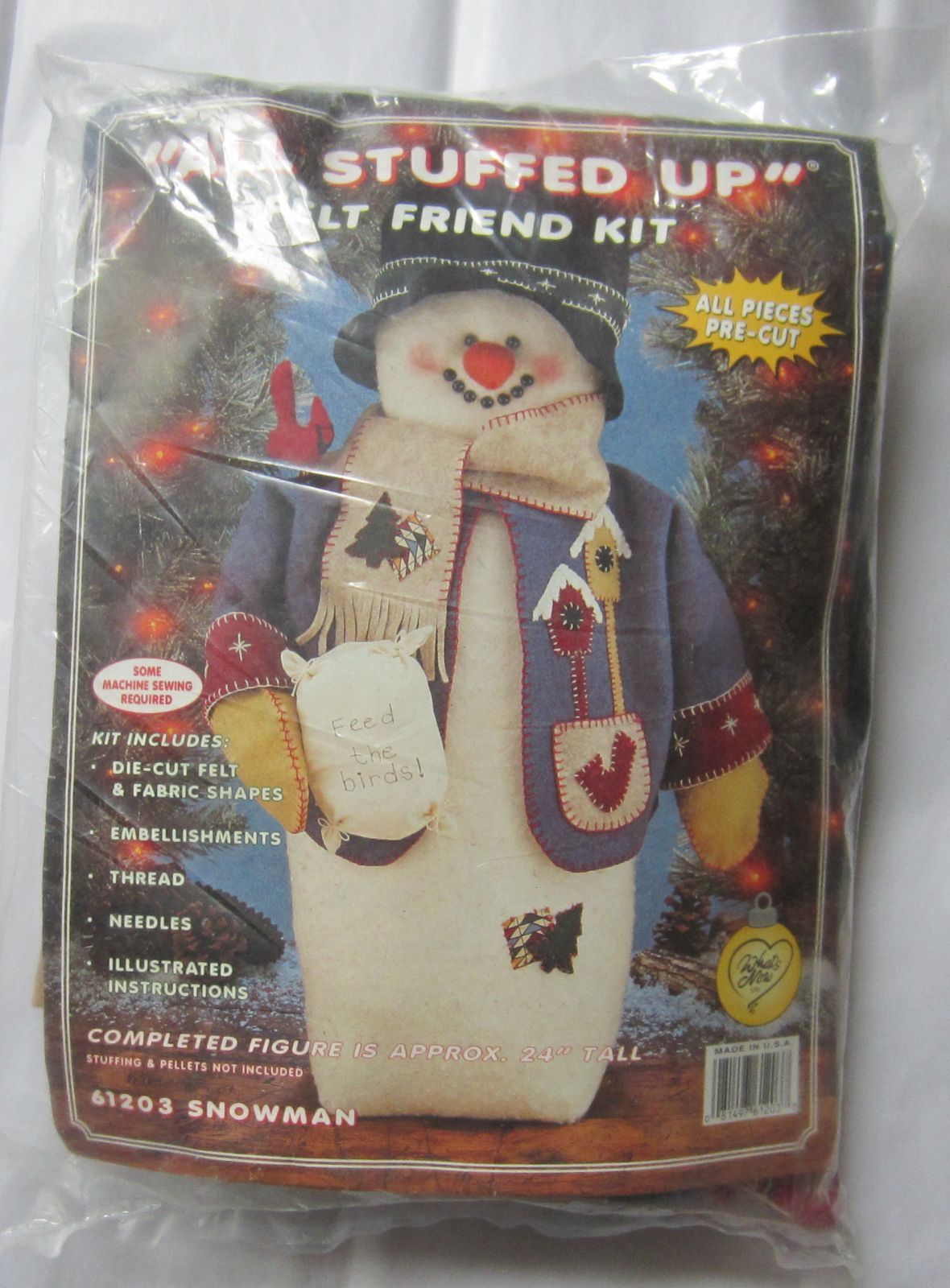 Primary image for 1998 What's New All Stuffed Up Snowman Felt Friend Sew Kit 24"H                 