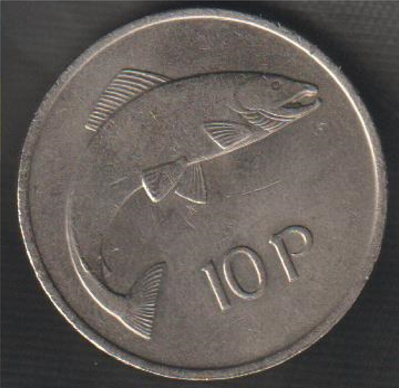 Primary image for 1975 Ireland 10 Pence Fish Copper nickel Large coin peace Age 48 years old KM#23