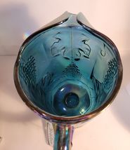 Fenton Carnival Glass Indiana Blue Pitcher Harvest Grape Pattern image 4
