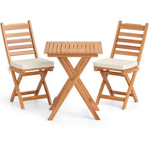 Folding Chair Table Set with Soft Seat Cushions and Table-White - Color: White - $3,508.45 MXN