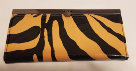 I Squared Tab Lock Long Wallet Tan Zebra Print Rectangle CC Holder New - £10.61 GBP