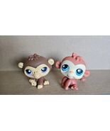 LPS Littlest Monkey Lot 2 Monkeys Brown Purple Blue Chocolate Color #351... - $19.79