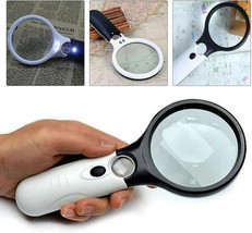 Magnifying glass with 3 LED lights, handheld, elderly, x45 zoom - £9.51 GBP