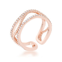Marina 0.5ct CZ Rose Gold Abstract Cuff Ring - $579.06 MXN