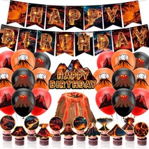 Lava Party Decorations Volcano Birthday Party Decorations Includes Lava Banner V - £25.65 GBP
