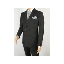 Men Suit BERLUSCONI Turkey 100% Italian Wool 180's Double Breasted #Ber23 Gray image 4