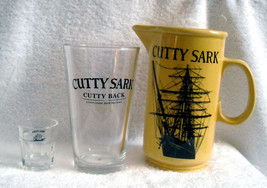 Cutty Sark Scotch Whisky Pitcher, Pint &amp; Shot Glass Cutty Leads Beer Fol... - $34.02