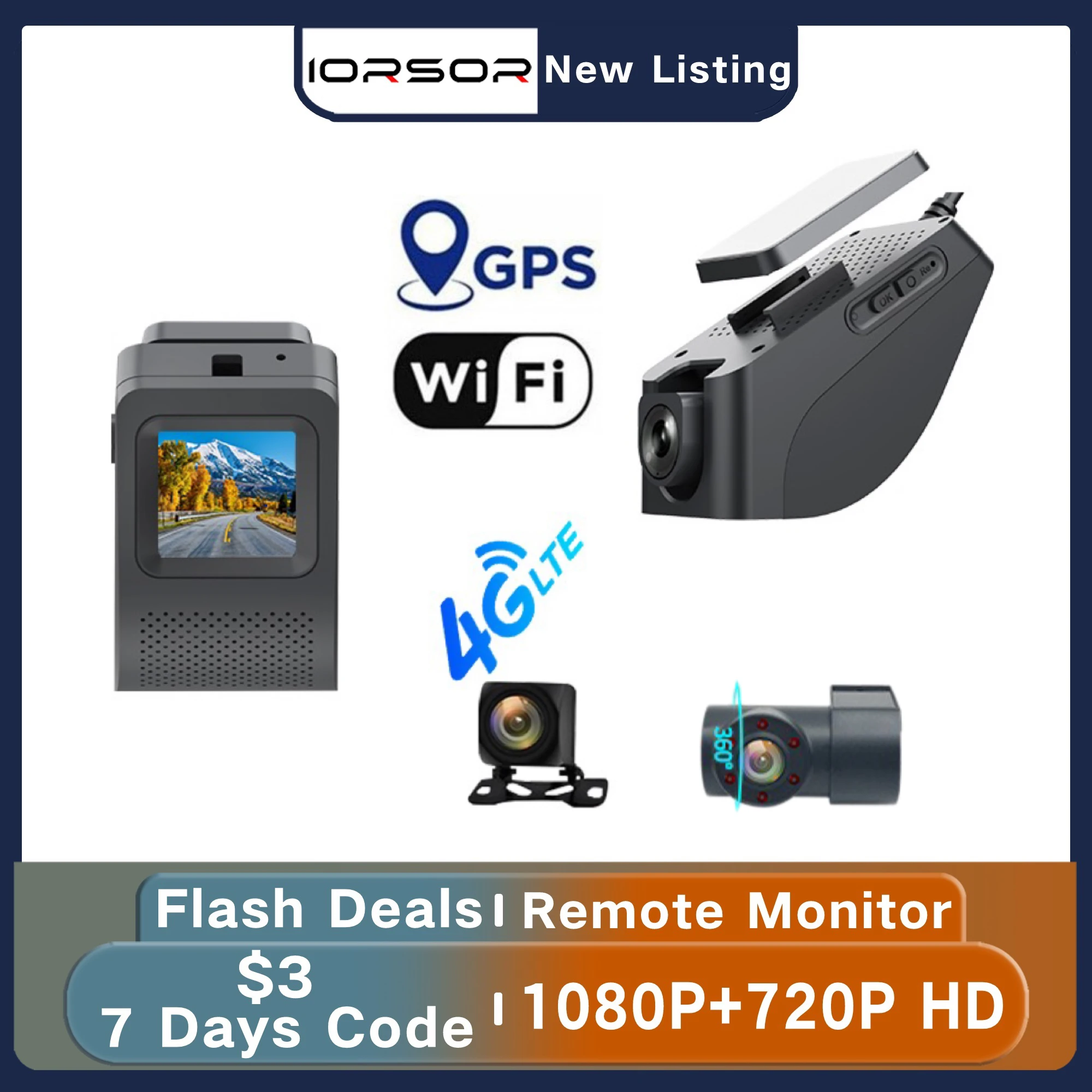 4G Remote Monitor 1080P Dash Cam for Car Camera Wifi GPS Dvr Dashcam 24h Parking - £78.01 GBP+