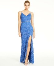 MSRP $119 City Studios Juniors&#39; Glitter-Lace Slit Gown Size 0 - £9.76 GBP