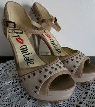 Promise Brand ~ Women&#39;s Size 8 ~ Beige ~ Faux Leather ~ 5&quot; Heel Platform Shoes - £17.99 GBP