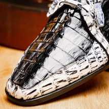 Caribe Genuine Hornback Caiman Crocodile Derby's Shoes Black / Newspaper image 11