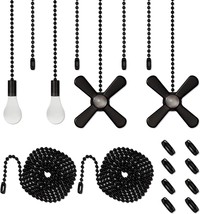 Elfcab Ceiling Fan Pull Chain Set 4Pcs 3Mm Diameter Beaded Ball 12, Matte Black - £28.76 GBP