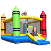 Inflatable Bounce House Kids Jumping Castle W/ Slide&amp;Ocean Balls Blower Excluded - £197.48 GBP