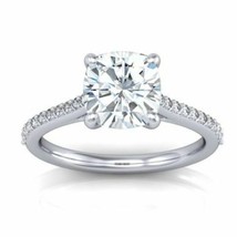 1.80CT Cushion Cut Forever One Moissanite White Gold Ring With Diamonds - £1,069.64 GBP