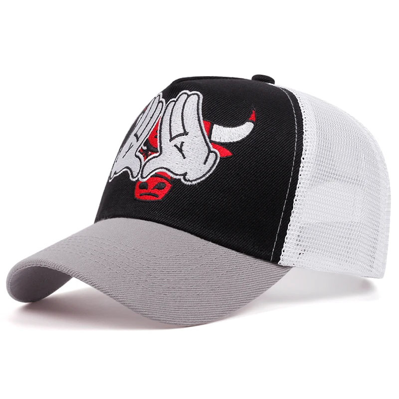 Mens Baseball Cap Cow Embroidery Trucker Hats Breathable Golf Cap Male - $16.96