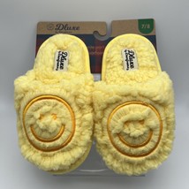 Dluxe by Dearfoams Kids Happy Face Slides Slippers Smile Smiley Emoji Yellow 7/8 - £11.58 GBP