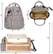 Gray Baby Diaper Bag w Changing Station Backpack for Baby Boys &amp; Girls NEW - £36.77 GBP