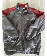 Fila Windbreaker Mens Track Jacket Red Gray X-Large Full Zip Lightweight - $13.17