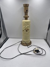 Vintage Hand Painted Floral Nouveau Table Lamp Gold Trim MCM Working 50s 60s 70s - £71.21 GBP