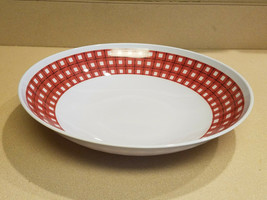 Michaels 13&quot; Plastic White &amp; Burnt Red Checkered Design Serving Bowl (NEW) - £7.87 GBP