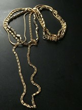 Vintage Lot of Goldtone Dainty Paperclip Twist &amp; Barrel Bead Chains Necklaces –  - £10.29 GBP