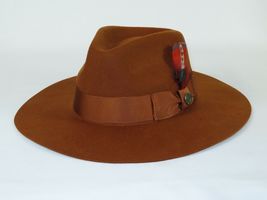 Men Hat By BRUNO CAPELO Australian Wool Wide Brim Fedora Duke DU725 Cognac Brown image 2