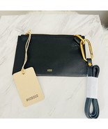 HOBO GO Tour Leather Zip Pouch Bag, Wristlet, with Lanyard, Black/Gold, NWT - €67,78 EUR