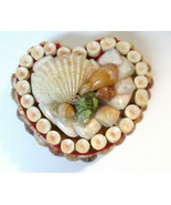 Vintage Heart-Shaped Shell Trinket Jewelry Box Beach SEASHELL  READ DESC... - £11.08 GBP