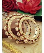 Rajasthani Gold plated high quality kundan bangles jewelry set Single Pi... - £33.88 GBP