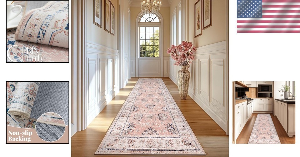Charming Retro Floral Runner Rug 2x12 - Perfect for Hallways & Kitchens Item image 2