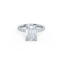 1.01Ct Emerald Classic Four Prong Pave Setting Lab Grown Diamond Ring in 14kGold - £1,439.58 GBP