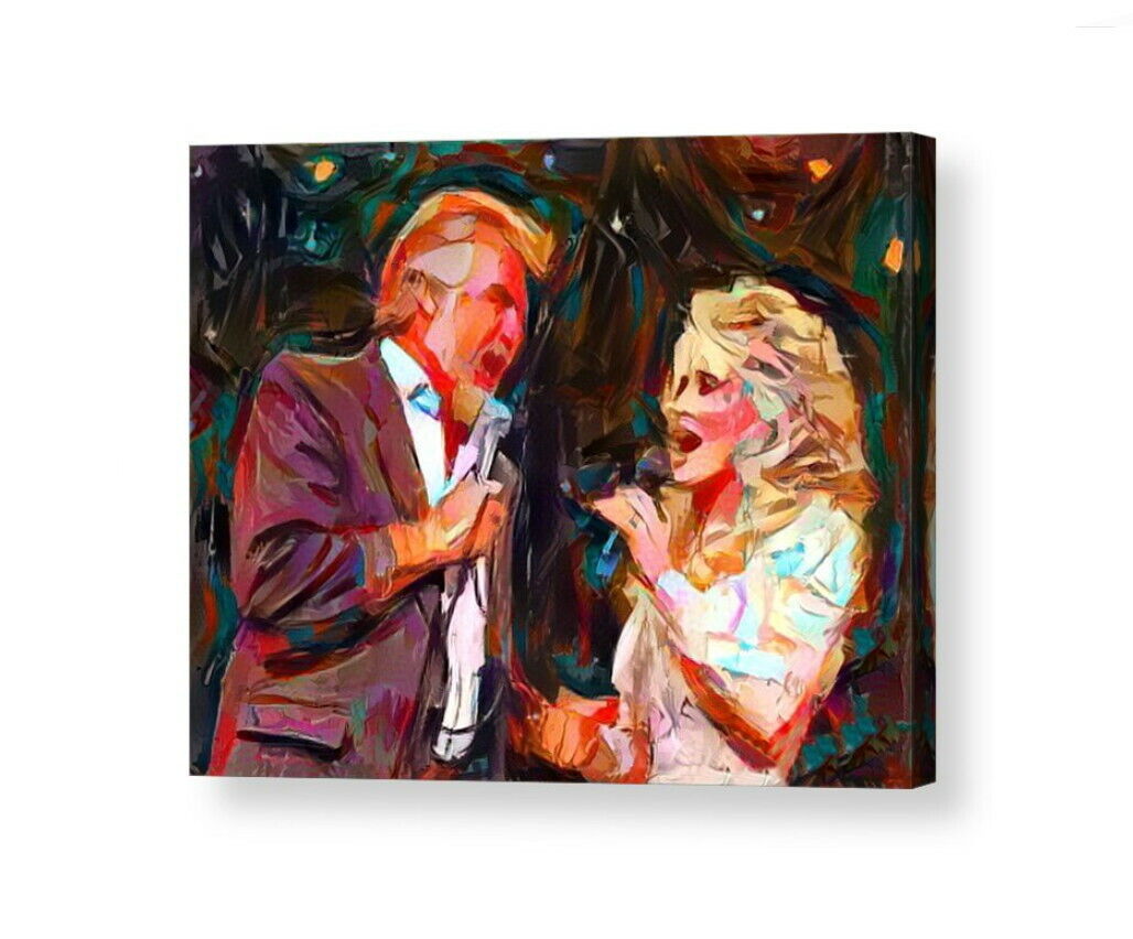 Primary image for Framed Dolly Parton Kenny Rodgers Abstract 9X11 Art Print Lim Ed w/signed COA