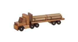 Logging Truck - Wood Tractor Trailer Toy Log Cargo Load Amish Handmade Usa - £41.55 GBP