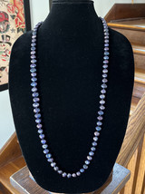 Baroque Dyed Black Purple Cultured Pearl Strand Beaded Necklace 34&quot; - £78.27 GBP