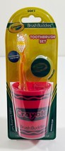 2023 Crayola Toothbrush Set Brush Buddies Red Rinsing Cup Orange Brush And Cap - £7.41 GBP