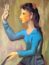 Hand Painted Oil After Pablo Picasso 1905 Woman With Fan Unique Rare Art Version - £140.05 GBP